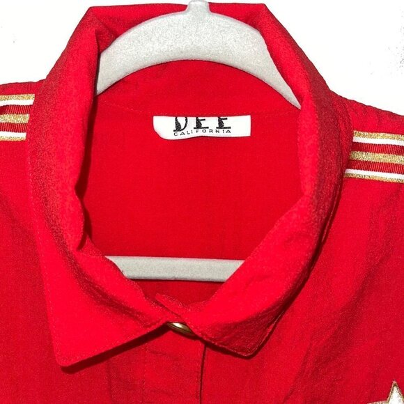 Dee California Vintage Womens Jumpsuit Size Medium Red Nautical Loose Fit Stars - Picture 3 of 13